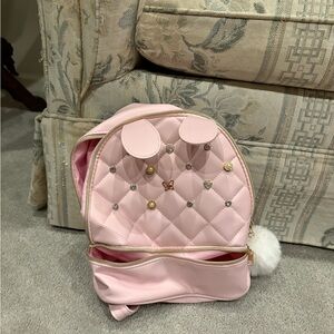 Chic Pink Quilted Backpack with Gold Details